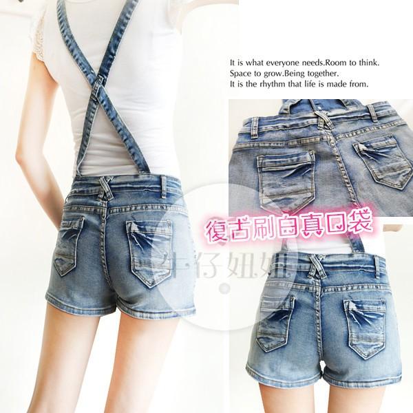 可愛百搭顯瘦牛仔 吊帶短褲/連身褲/吊帶褲/吊帶牛仔褲/牛仔吊帶褲/牛仔短褲/牛仔褲/熱褲NN.572.699-細節圖7