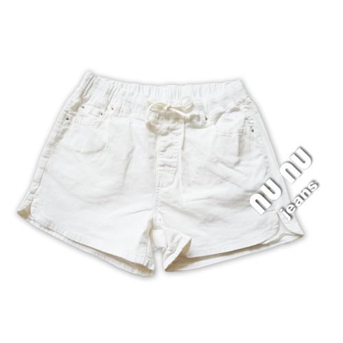 2色超彈 顯瘦鬆緊帶 抽繩 休閒短褲A字褲管側倒V剪裁 素色 熱褲 素面 白色 黑色短褲  褲子 NN.792.656-細節圖7