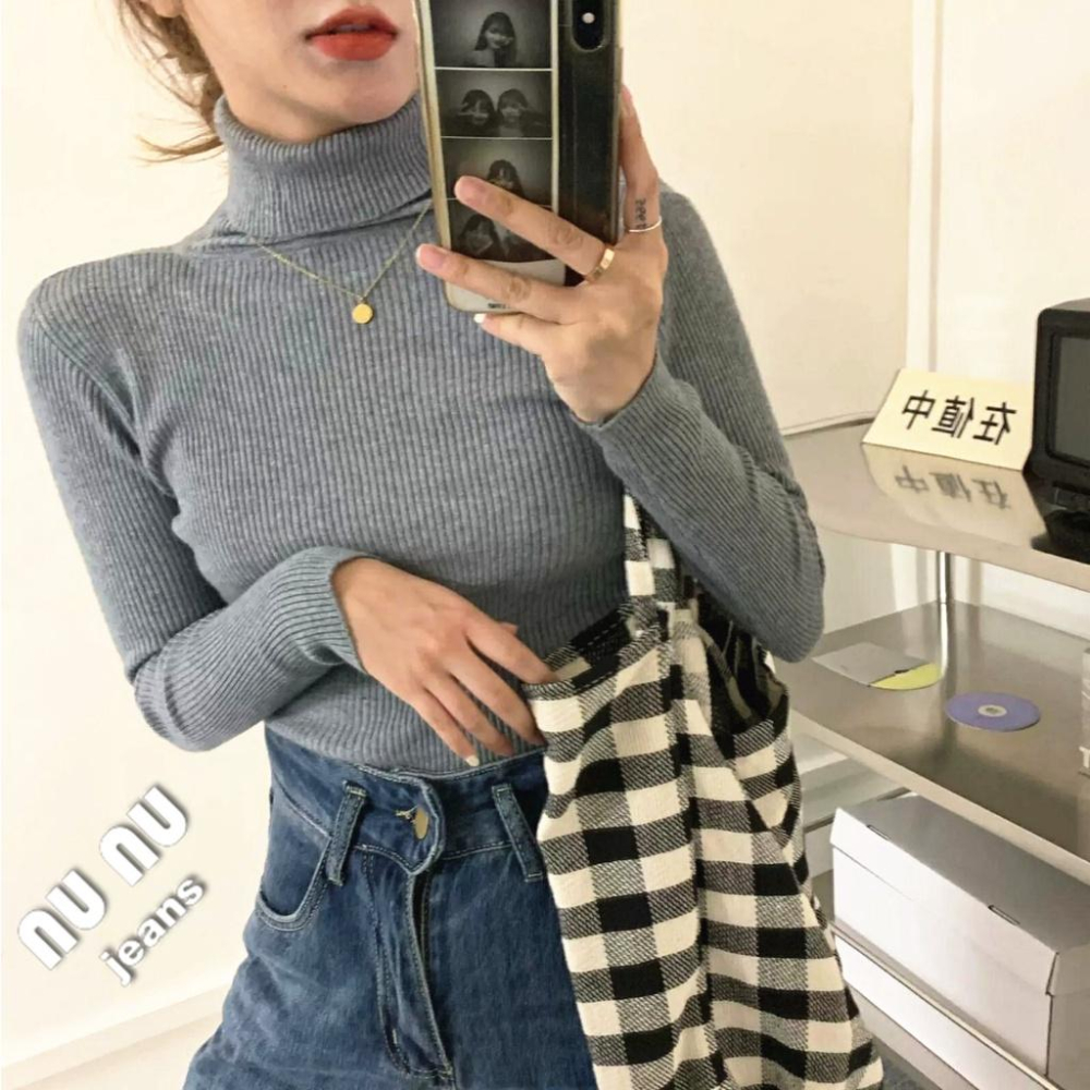 保暖不刺膚/高領/翻領/針織衫/毛衣/長袖/素色/坑條/針織上衣/圍脖/保暖衣/貼身打底上衣/內搭衣/發熱衣/大學T-細節圖3