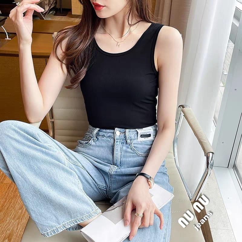 超顯瘦百搭莫代爾背心/無袖上衣/莫代爾上衣/棉質背心/內搭外穿上衣/女生上衣/女裝/素面/T恤/韓系/素T/圓領T-細節圖3