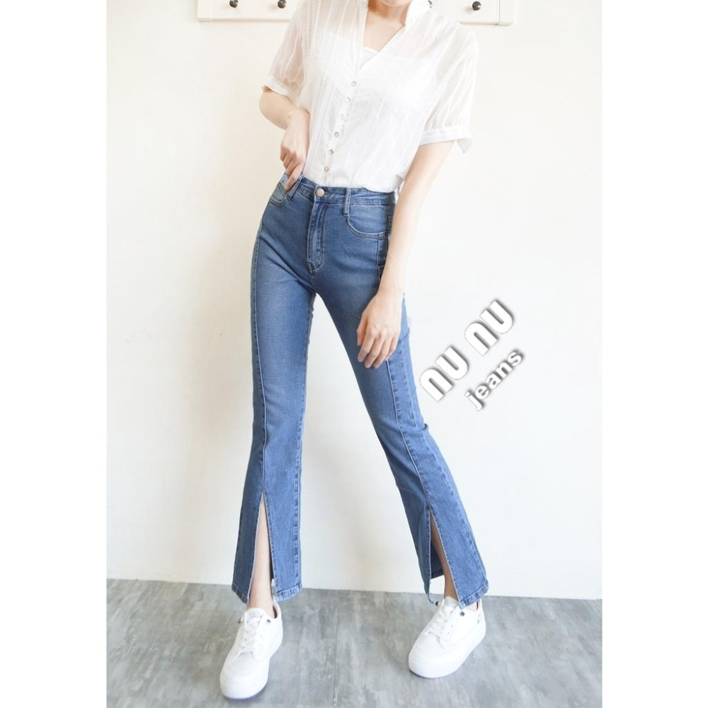 超美小香風/水洗丹寧開叉喇叭褲/開叉長褲/前開叉牛仔褲/牛仔長褲/牛仔褲/顯瘦長褲/百搭褲子/落地褲NN.135.003-細節圖5