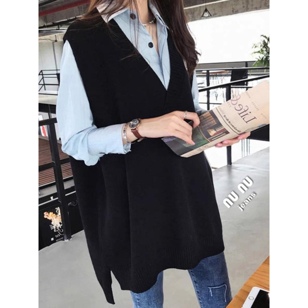 針織背心 針織馬甲 馬甲背心 麻花毛衣 女裝 毛衣背心 外搭背心 V領針織 韓版背心-細節圖3