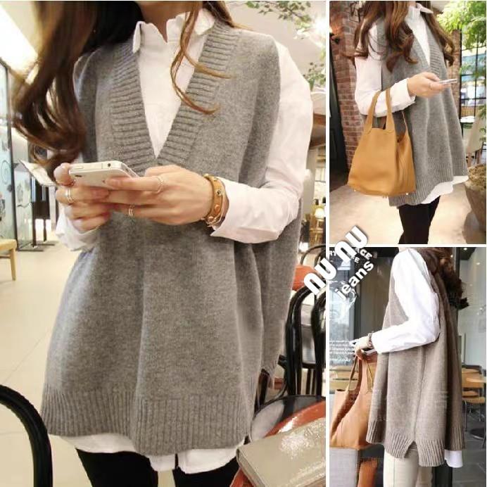 針織背心 針織馬甲 馬甲背心 麻花毛衣 女裝 毛衣背心 外搭背心 V領針織 韓版背心-細節圖5