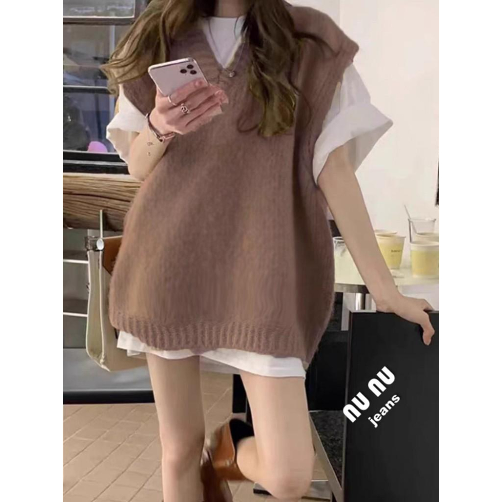 針織背心 針織馬甲 馬甲背心 麻花毛衣 女裝 毛衣背心 外搭背心 V領針織 韓版背心-細節圖6