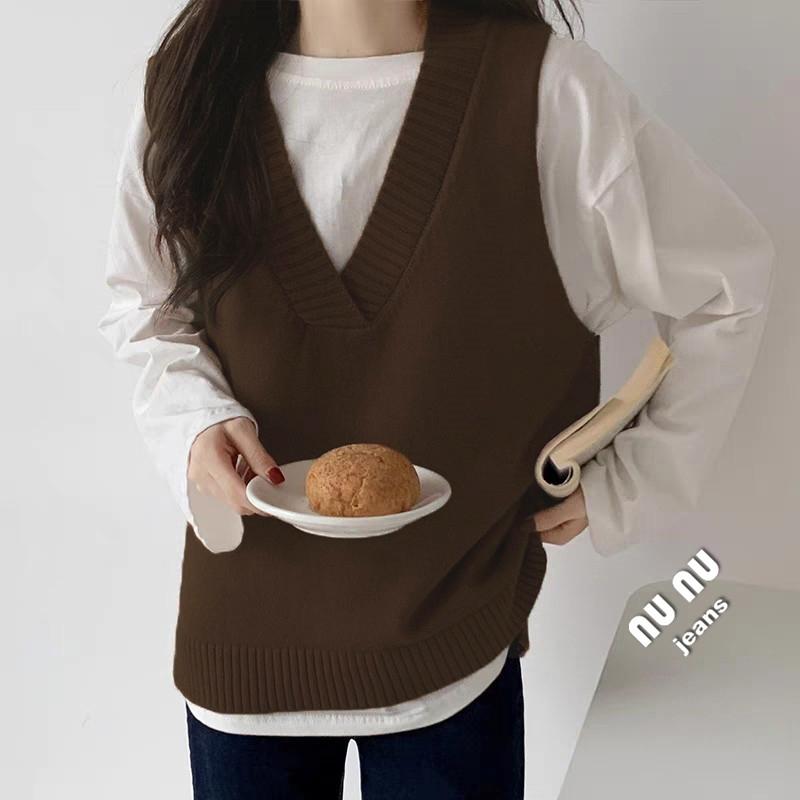 針織背心 針織馬甲 馬甲背心 麻花毛衣 女裝 毛衣背心 外搭背心 V領針織 韓版背心-細節圖8