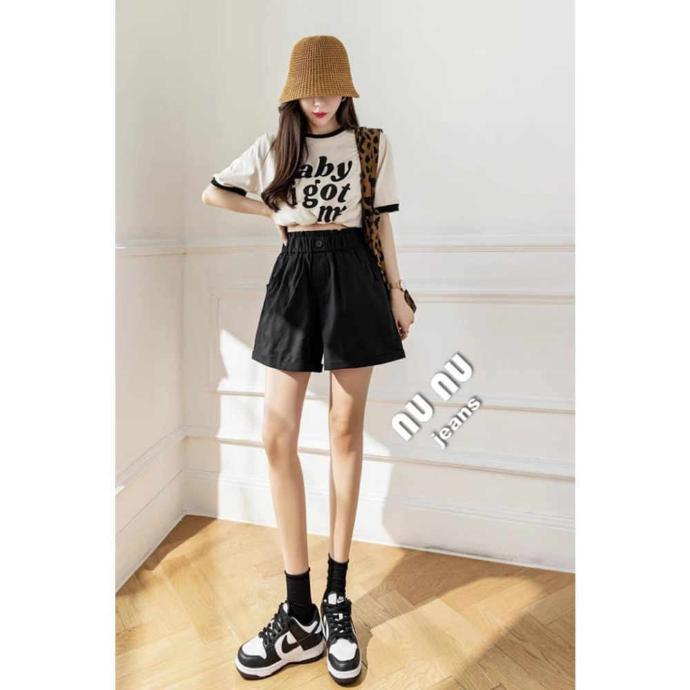 高腰顯瘦涼感短褲/鬆緊帶/A字短褲/高腰短褲/黑色短褲/休閒短褲女/熱褲/居家褲/女生短褲/褲子NN.636.230-細節圖2