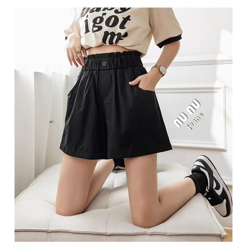 高腰顯瘦涼感短褲/鬆緊帶/A字短褲/高腰短褲/黑色短褲/休閒短褲女/熱褲/居家褲/女生短褲/褲子NN.636.230-細節圖3