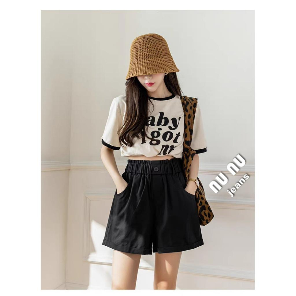 高腰顯瘦涼感短褲/鬆緊帶/A字短褲/高腰短褲/黑色短褲/休閒短褲女/熱褲/居家褲/女生短褲/褲子NN.636.230-細節圖5