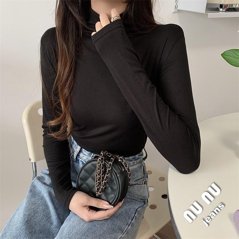 冬季必備親膚半高領內搭/立領t恤/立領上衣/長袖上衣//面膜T/貼身上衣/緊身衣/衛生衣/睡衣/內搭衣/打底衫/套頭-細節圖2