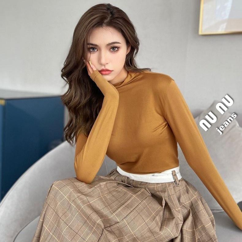 冬季必備親膚半高領內搭/立領t恤/立領上衣/長袖上衣//面膜T/貼身上衣/緊身衣/衛生衣/睡衣/內搭衣/打底衫/套頭-細節圖4