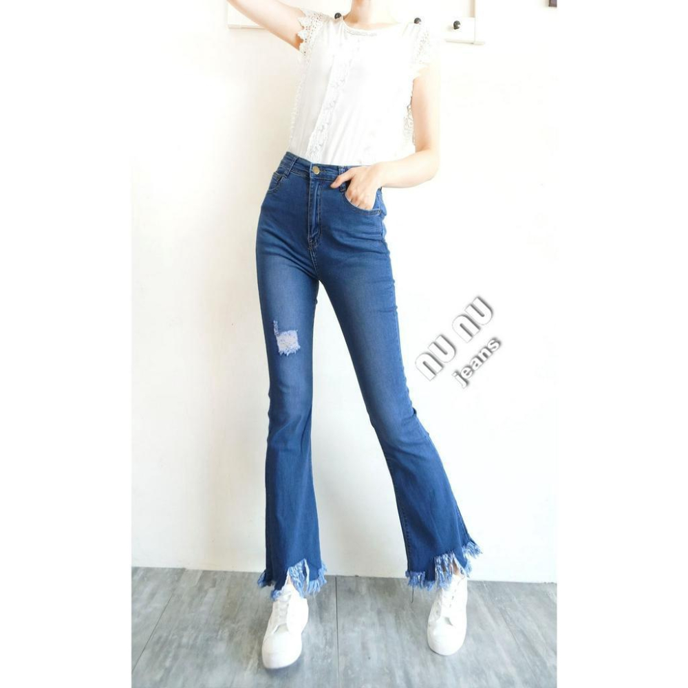 韓妞款💖高腰流蘇喇叭褲/氣質顯瘦牛仔褲/小喇叭褲/喇叭褲/喇叭牛仔褲/牛仔長褲/刷破牛仔褲/女生長褲NN.136.076-細節圖2