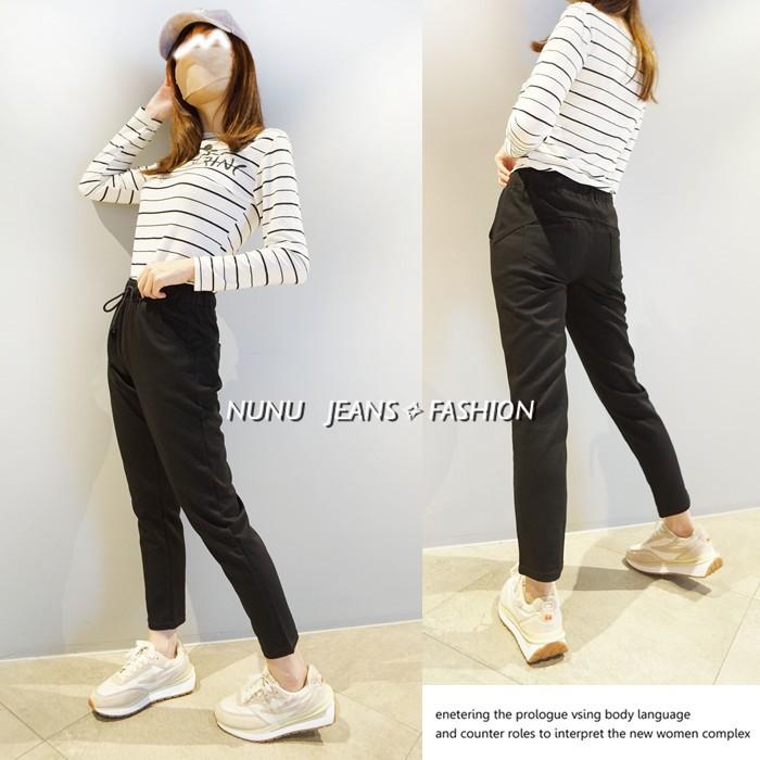 高腰中厚棉質哈倫褲 黑色長褲 工作褲 寬鬆褲子 保暖褲 棉褲 工裝褲 男友褲 秋冬褲子 長褲女 剪刀褲 .636.702-細節圖6