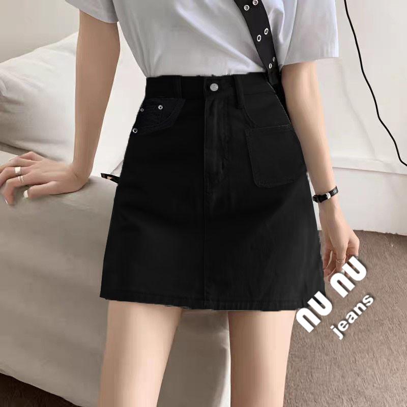 顯瘦高腰A字裙/短裙/褲裙/牛仔裙/黑色裙子/迷你裙/A字短裙/牛仔褲裙/高腰裙/高腰牛仔裙.NN.476.407-細節圖7