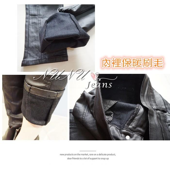 炸瘦-5kg雙釦高腰收腹刷毛皮褲 收腹褲 刷毛褲 皮褲 緊身褲 防水褲 防風褲 重機配件 皮衣 保暖褲.673.609-細節圖8