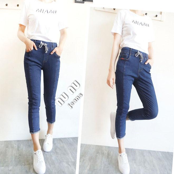 S~2L小中大尺碼七分褲/素面顯瘦車線/七分牛仔褲/牛仔七分褲/修身褲子/女生褲子/中高腰牛仔褲NN.366.605-細節圖3