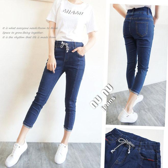 S~2L小中大尺碼七分褲/素面顯瘦車線/七分牛仔褲/牛仔七分褲/修身褲子/女生褲子/中高腰牛仔褲NN.366.605-細節圖4