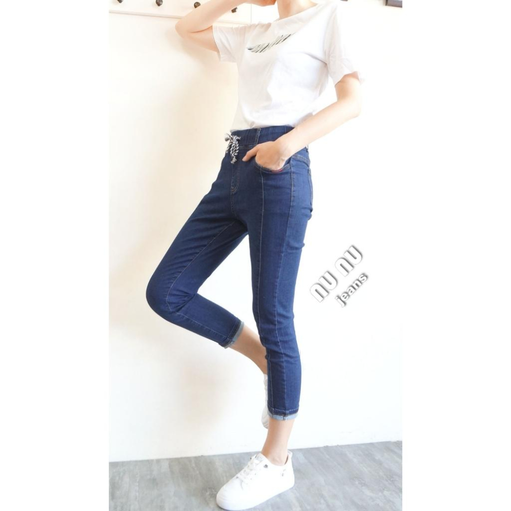 S~2L小中大尺碼七分褲/素面顯瘦車線/七分牛仔褲/牛仔七分褲/修身褲子/女生褲子/中高腰牛仔褲NN.366.605-細節圖7