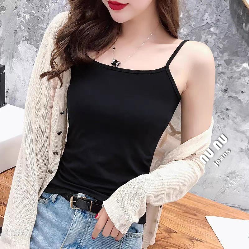 夏日百搭/素色/細肩帶背心/細肩帶上衣/打底衣/ins/外穿內搭/百搭上衣/無袖上衣/無袖背心/女裝/女生上衣-細節圖3