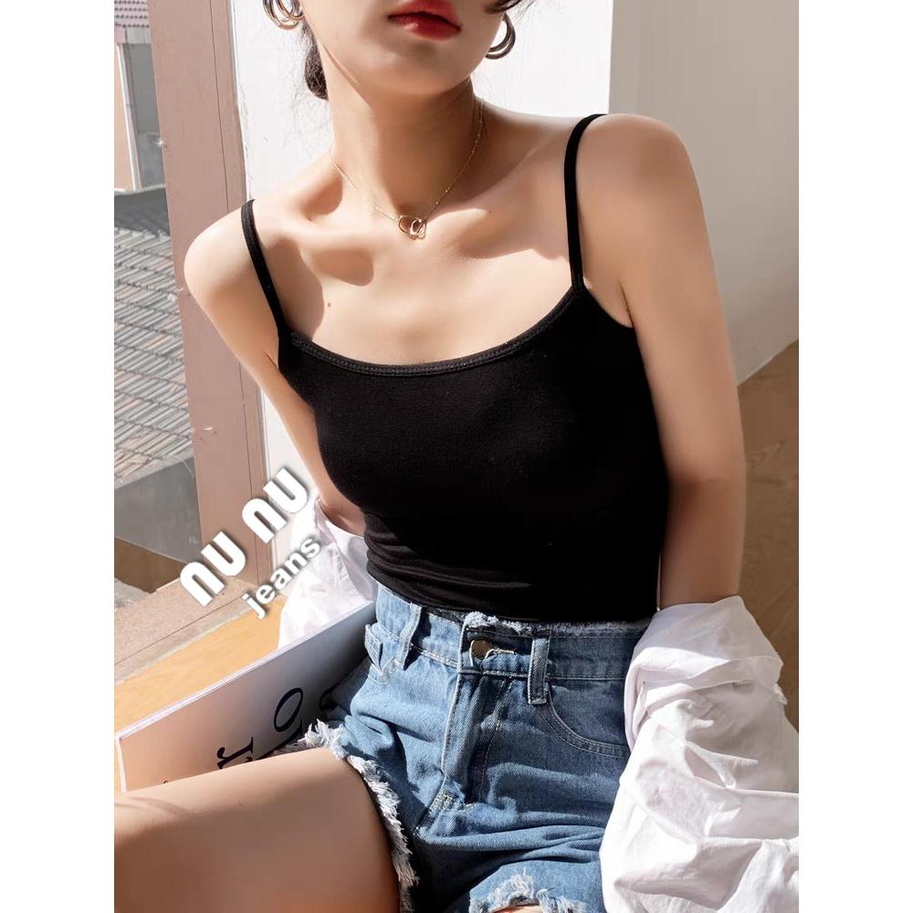 夏日百搭/素色/細肩帶背心/細肩帶上衣/打底衣/ins/外穿內搭/百搭上衣/無袖上衣/無袖背心/女裝/女生上衣-細節圖7