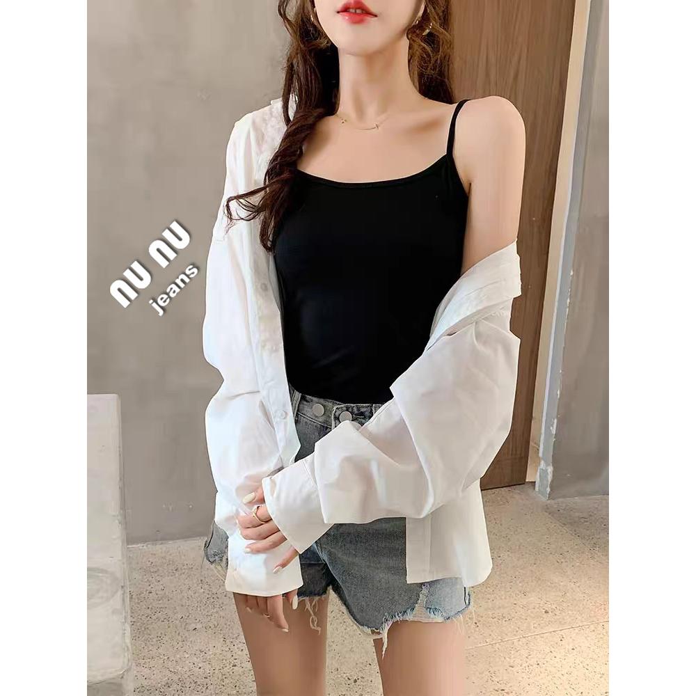 夏日百搭/素色/細肩帶背心/細肩帶上衣/打底衣/ins/外穿內搭/百搭上衣/無袖上衣/無袖背心/女裝/女生上衣-細節圖8