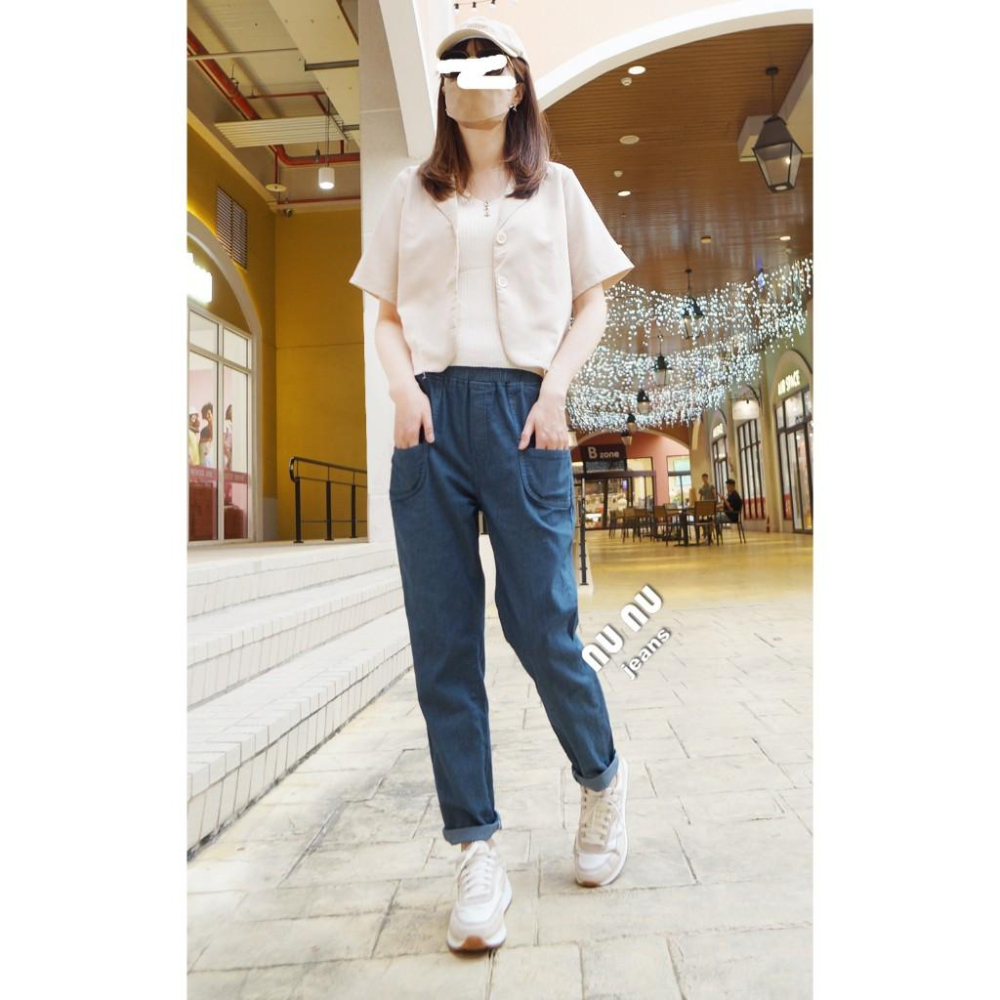 日系 顯瘦深藍直紋 哈倫褲 老爺褲 男友褲 寬鬆長褲 直筒褲 長褲女 休閒長褲 NN.976.077-細節圖5