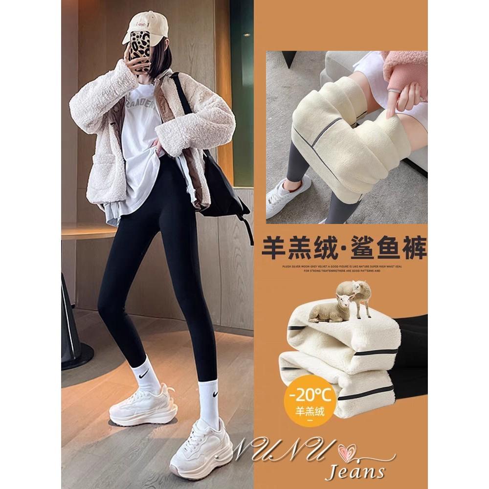保暖高腰收腹羊駝絨鯊魚褲/瑜珈褲/刷毛褲/加絨加厚超彈力健身褲/黑褲/運動褲/休閒長褲/小腳褲/打底褲/內搭褲-細節圖6