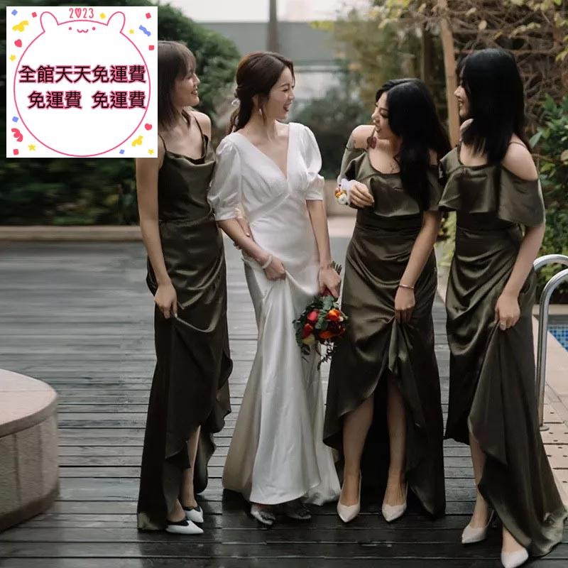 旗艦店法式森系輕婚紗2023新款超仙甜美戶外婚禮出門紗白色緞面迎賓禮服-細節圖3