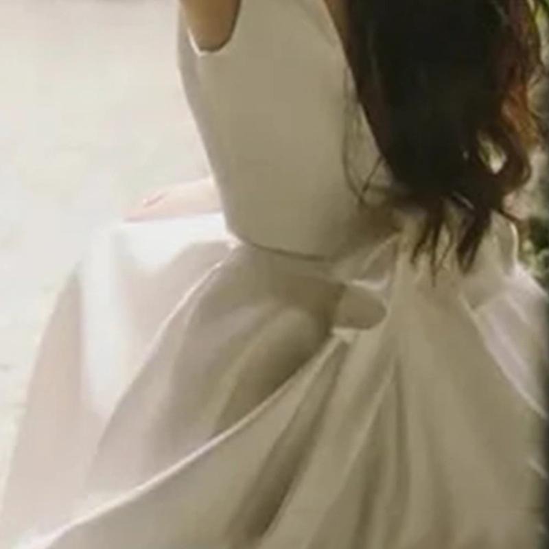 旗艦店2023新款輕婚紗法式簡約緞面旅拍登記小禮服領證小白裙平時可穿女-細節圖4