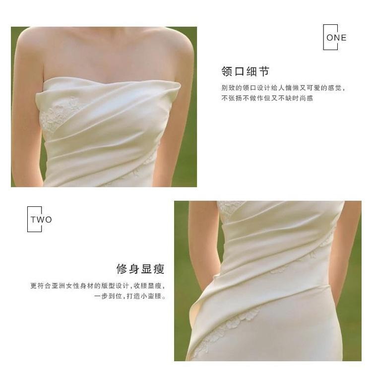 旗艦店輕婚紗高級感超仙森系戶外草坪旅拍出門紗新娘緞面迎賓禮服魚尾裙-細節圖9