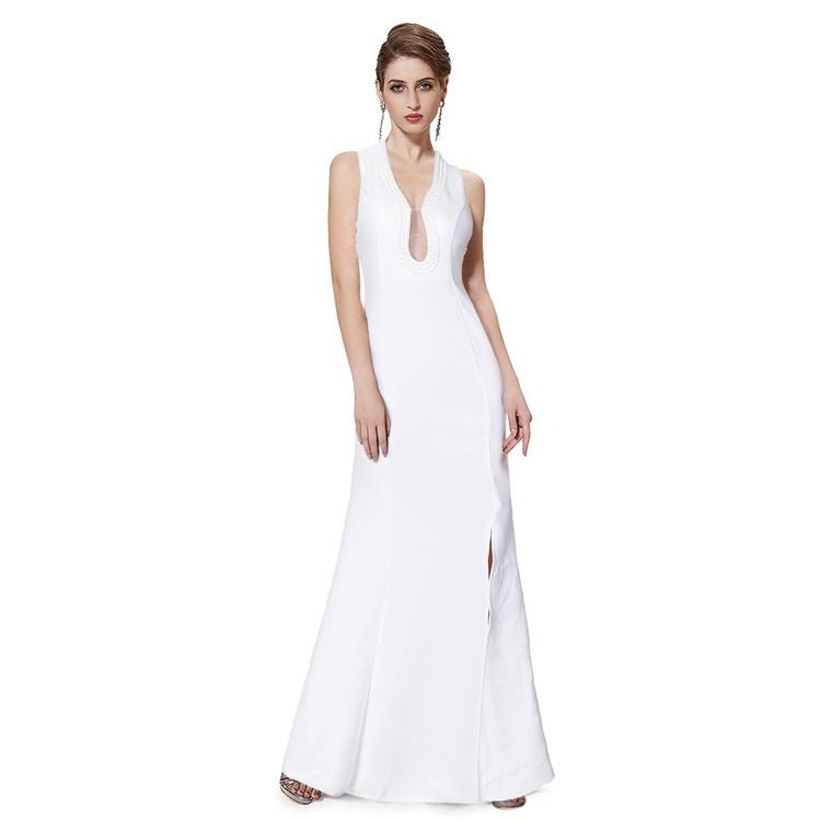 長款修身魚尾開叉掛脖婚紗晚禮服宴會主持-細節圖4