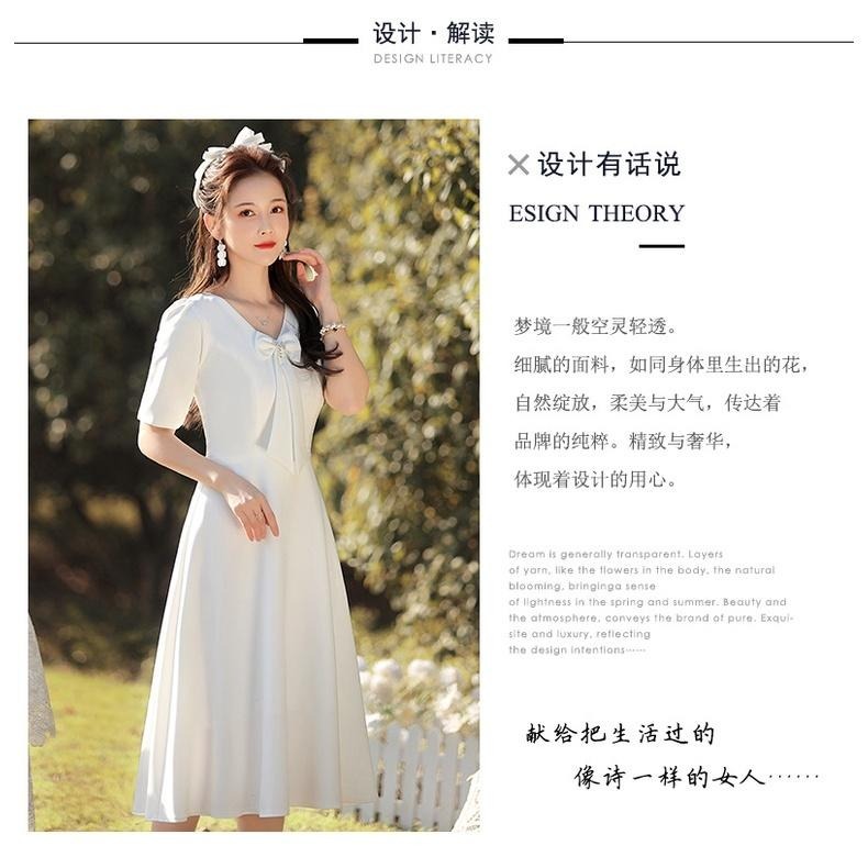 旗艦店領證登記小白裙日常法式平時可穿緞面輕婚紗禮服白裙子訂婚連衣裙-細節圖8