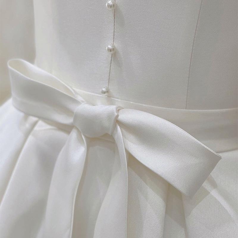 旗艦店法式晚禮服晚宴宴會輕婚紗新娘敬酒服春季主持人美聲獨唱演出服女-細節圖3