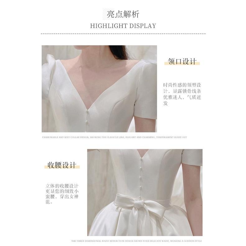 旗艦店法式晚禮服晚宴宴會輕婚紗新娘敬酒服春季主持人美聲獨唱演出服女-細節圖7