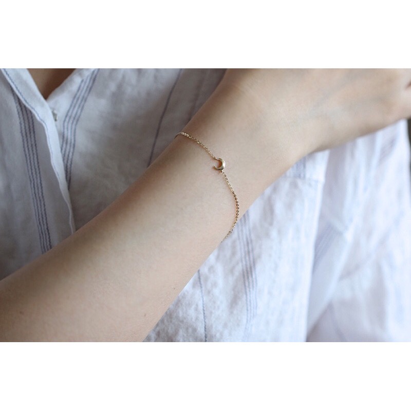 現貨秒出❗️S925純銀鍍K金 亮面小月亮手鍊 月亮手鍊 閨蜜手鍊-細節圖7