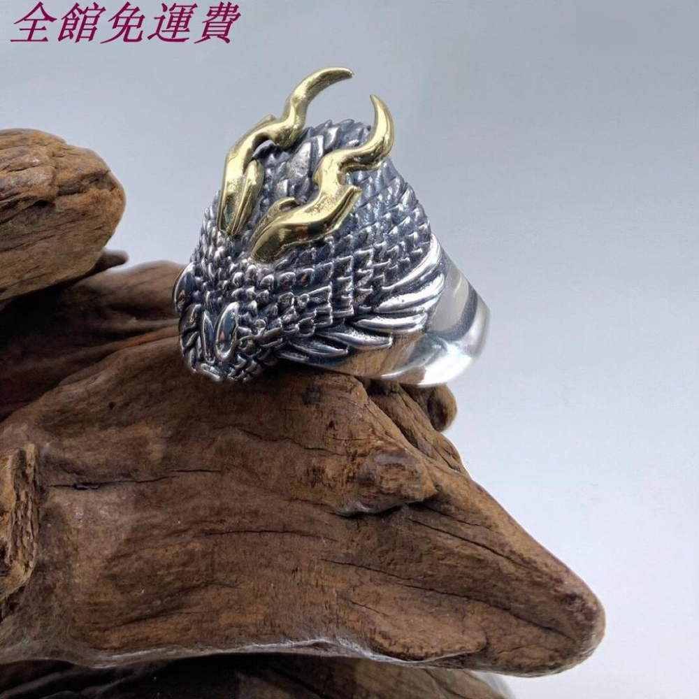新款個性蛟龍男士開口戒指霸氣龍蛇指環單身戒復古飾品泰銀潮-細節圖4