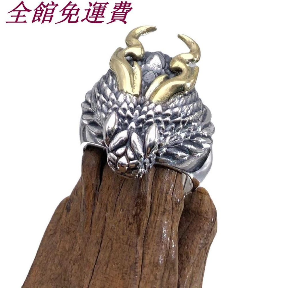 新款個性蛟龍男士開口戒指霸氣龍蛇指環單身戒復古飾品泰銀潮-細節圖5