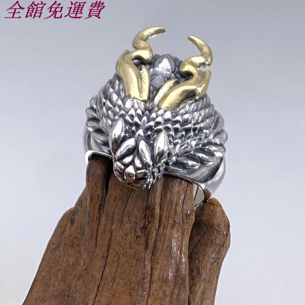 新款個性蛟龍男士開口戒指霸氣龍蛇指環單身戒復古飾品泰銀潮-細節圖7