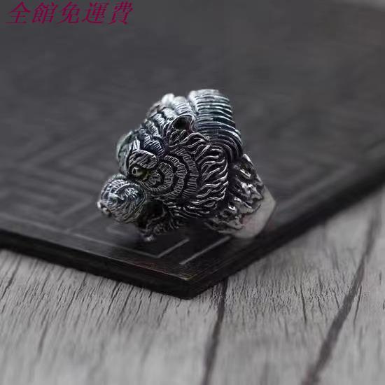 2023新款老虎戒指復古做舊戒指男十二生肖飾品開口霸氣男士指環-細節圖3