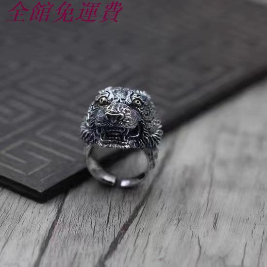 2023新款老虎戒指復古做舊戒指男十二生肖飾品開口霸氣男士指環-細節圖7