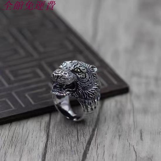 2023新款老虎戒指復古做舊戒指男十二生肖飾品開口霸氣男士指環-細節圖9