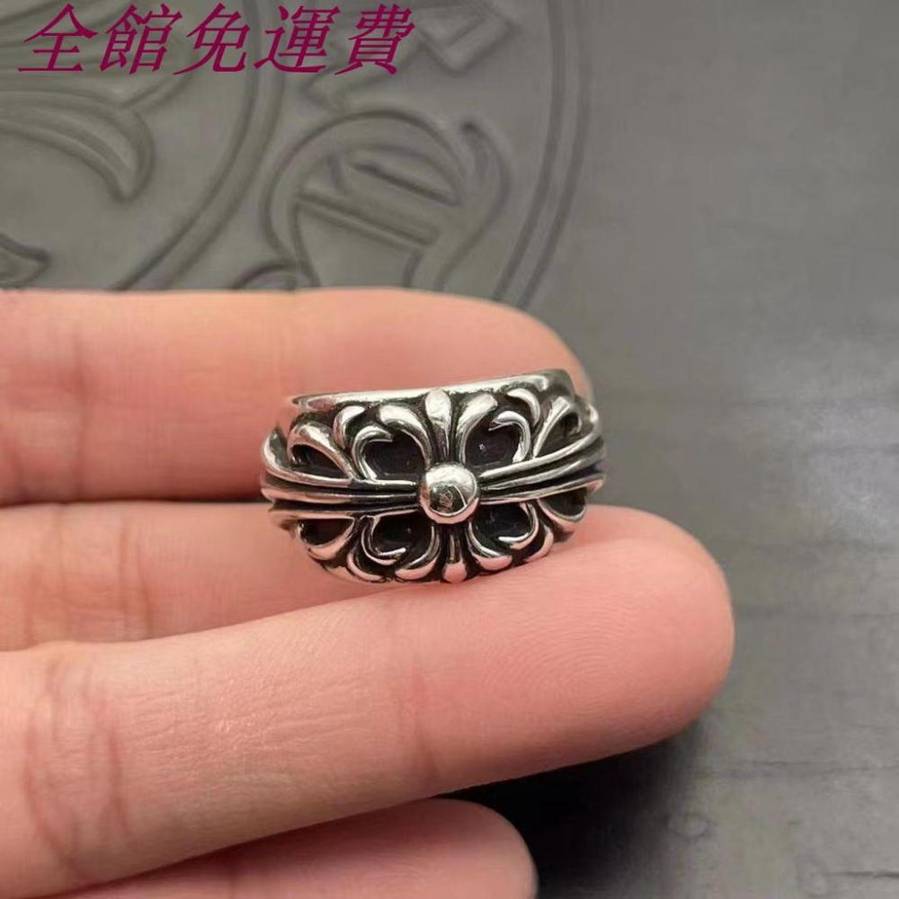 CH潮牌朋克克羅伈戒指高版925純銀中號守護者男女復古做舊對戒ins-細節圖3