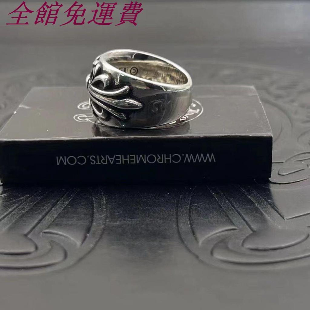 CH潮牌朋克克羅伈戒指高版925純銀中號守護者男女復古做舊對戒ins-細節圖4