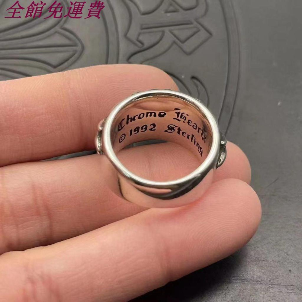 CH潮牌朋克克羅伈戒指高版925純銀中號守護者男女復古做舊對戒ins-細節圖6