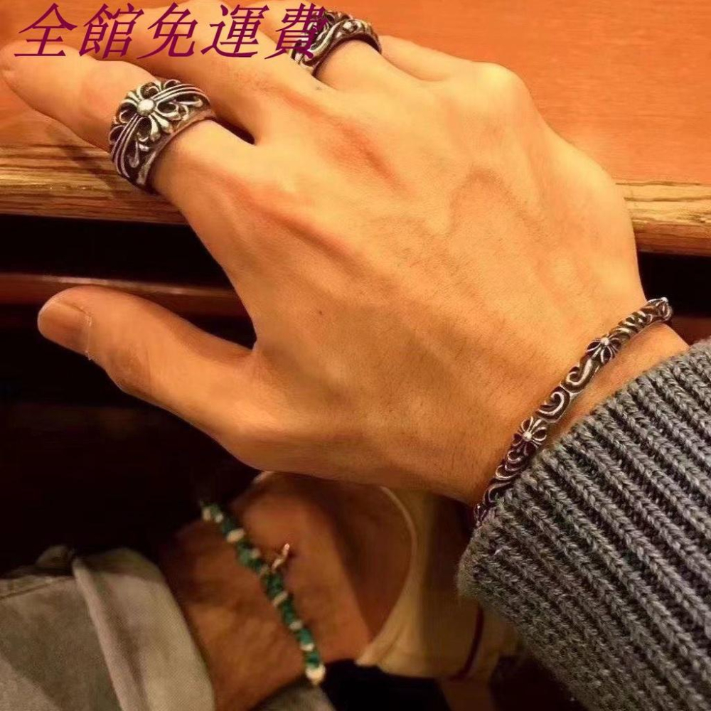 CH潮牌朋克克羅伈戒指高版925純銀中號守護者男女復古做舊對戒ins-細節圖8