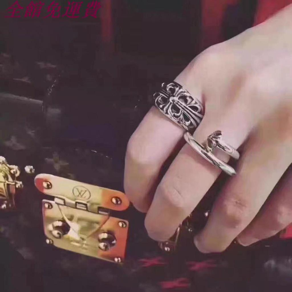 CH潮牌朋克克羅伈戒指高版925純銀中號守護者男女復古做舊對戒ins-細節圖9