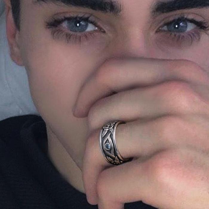 荷魯斯之眼戒指男潮朋克高級感小眾設計玫瑰藤蔓指環女復古冷淡風-細節圖2