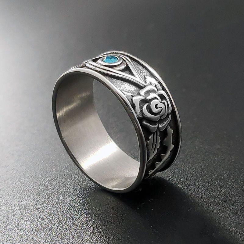 荷魯斯之眼戒指男潮朋克高級感小眾設計玫瑰藤蔓指環女復古冷淡風-細節圖4