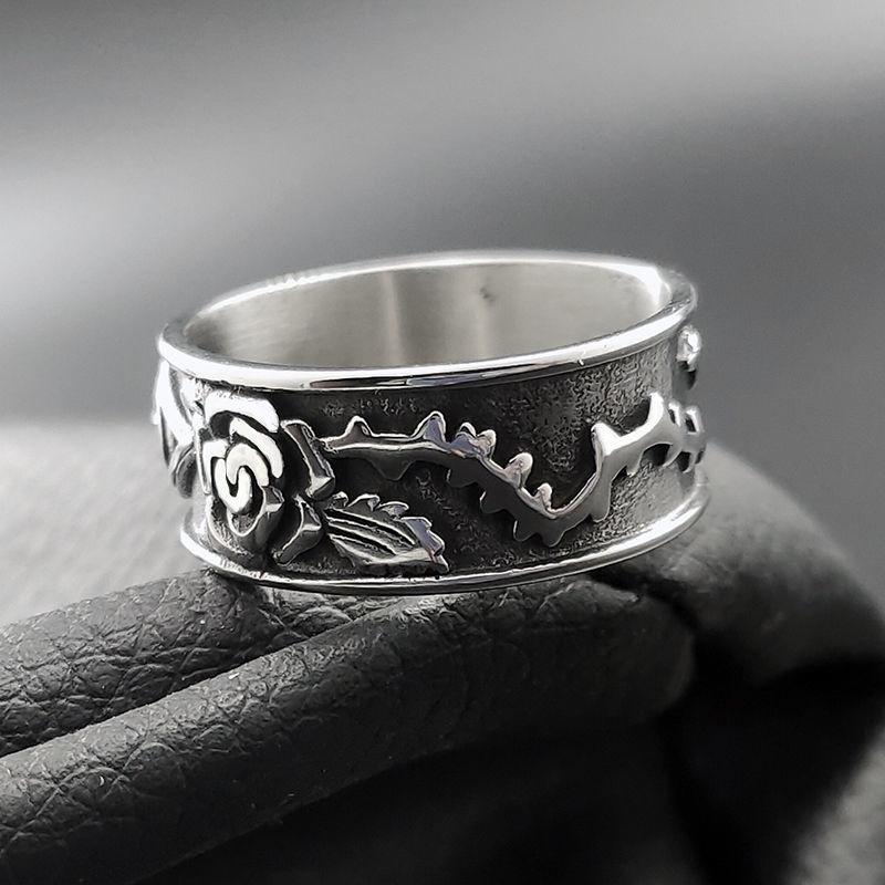荷魯斯之眼戒指男潮朋克高級感小眾設計玫瑰藤蔓指環女復古冷淡風-細節圖5