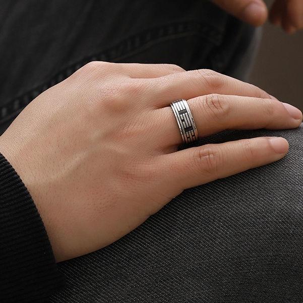 網紅戒指潮男指環可轉動食指戒鈦鋼防水不掉色裝飾品百搭潮流款式-細節圖9