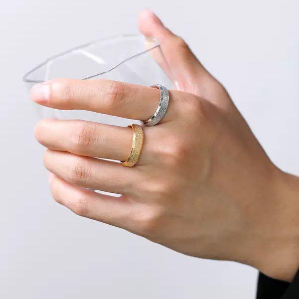 潮流藍色戒指男原創小眾設計磨砂指環極簡個性男生戒指食指裝飾品-細節圖2